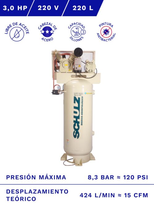 COMPRESOR DENTAL CSV-15/220 VERTICAL FRENTE