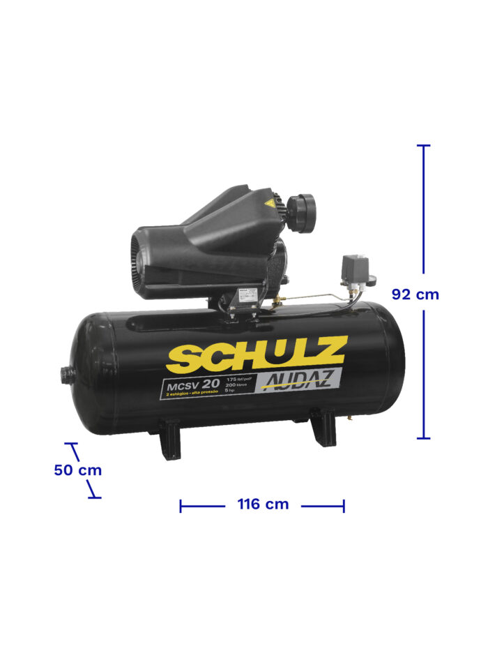 COMPRESOR DE AIRE SCHULZ AUDAZ MCSV-20 5HP 200L 12BAR 20CFM - Imagen 3
