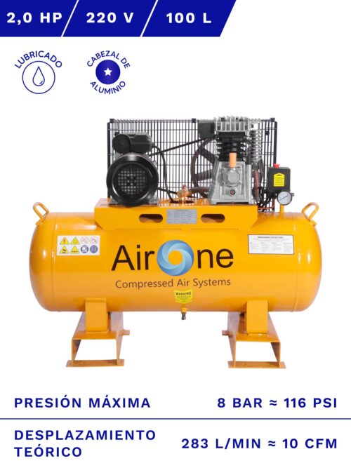 COMPRESOR AIRONE 2.0 HP 100LTS FRENTE