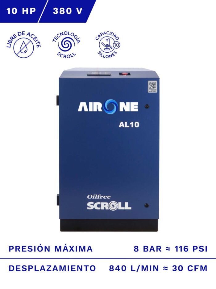 COMPRESOR SCROLL AIRONE LIBRE DE ACEITE 10HP frente