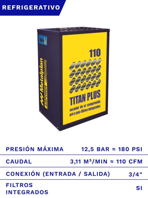 SECADOR DE AIRE REFRIGERATIVO METALPLAN TITAN-110 15BAR 110CFM FRENTE