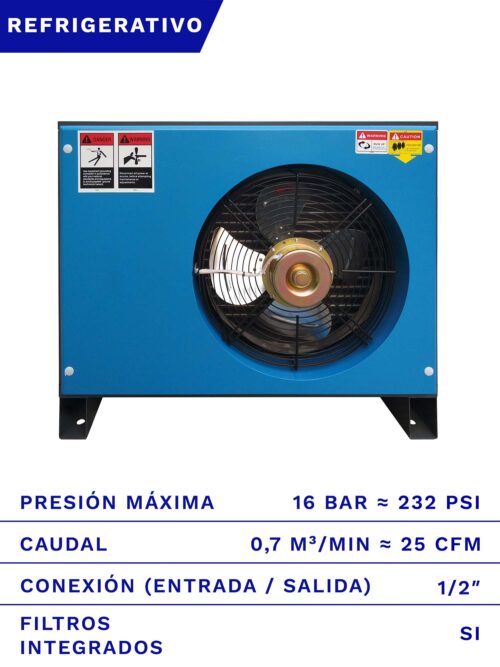 SECADOR DE AIRE REFRIGERATIVO AIRONE 25CFM 16BAR CON FILTROS FRENTE