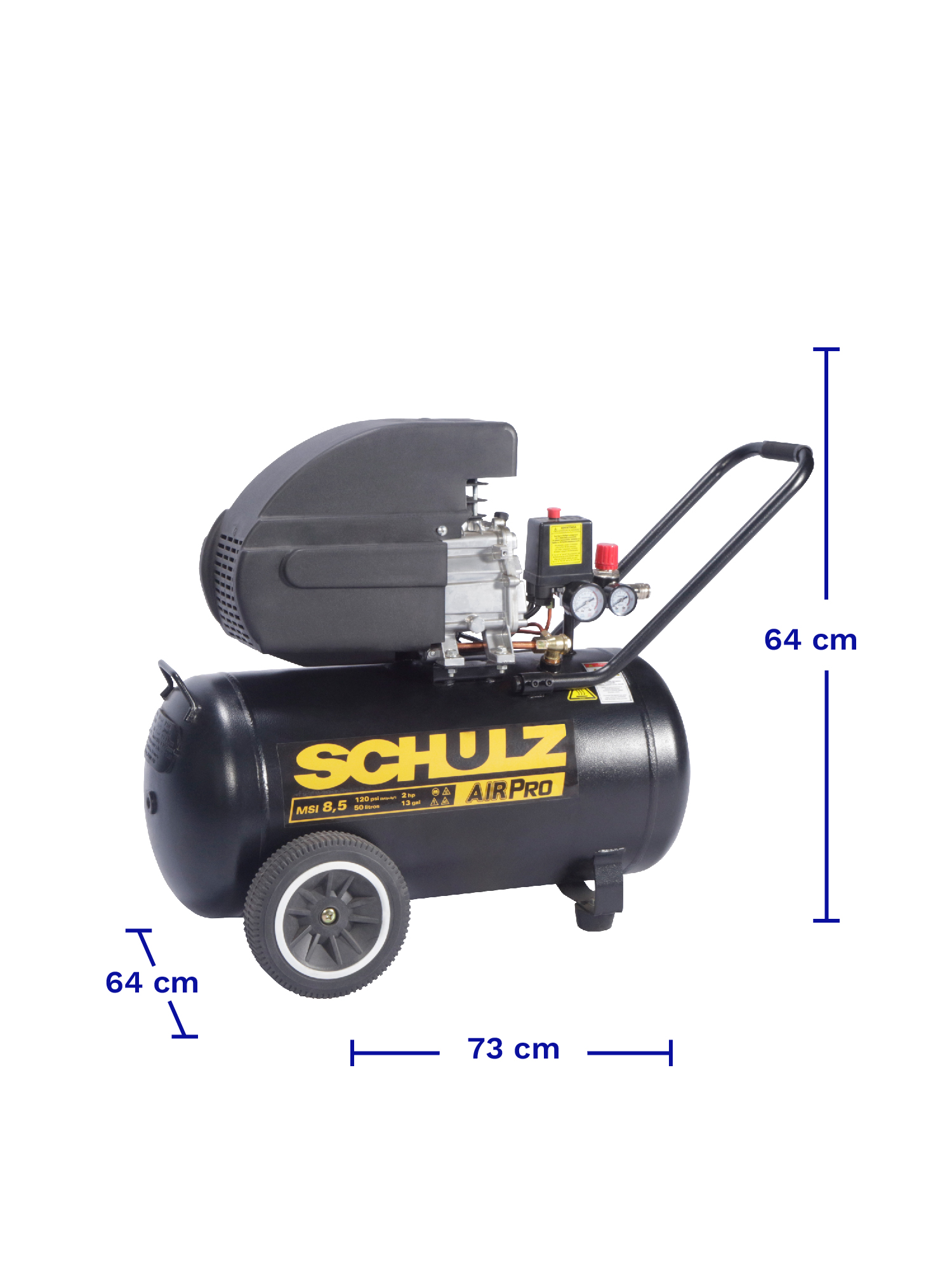 COMPRESOR DE AIRE SCHULZ MSI-8.5 2HP 50L CON KIT ACCESORIOS 8 PZS ABSORCIÓN - Imagen 2