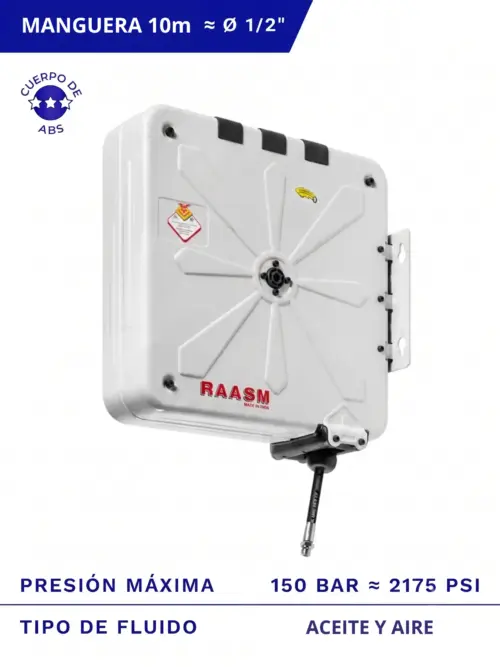ENROLLADOR DE MANGUERA PARA ACEITE Y AIRE RAASM 10M 150 BAR